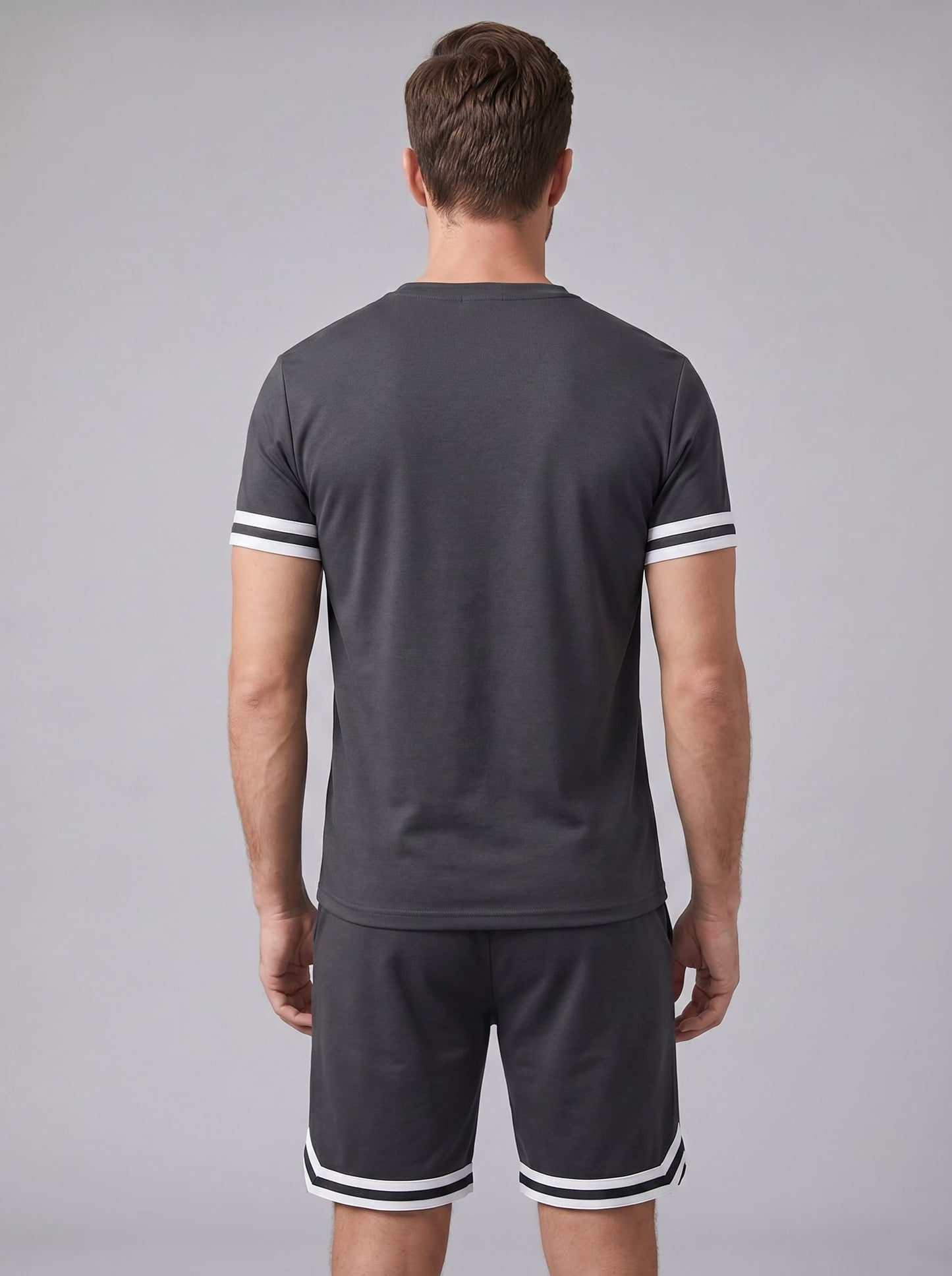 Bishop Contrast Stripe T-Shirt and Shorts Set_4