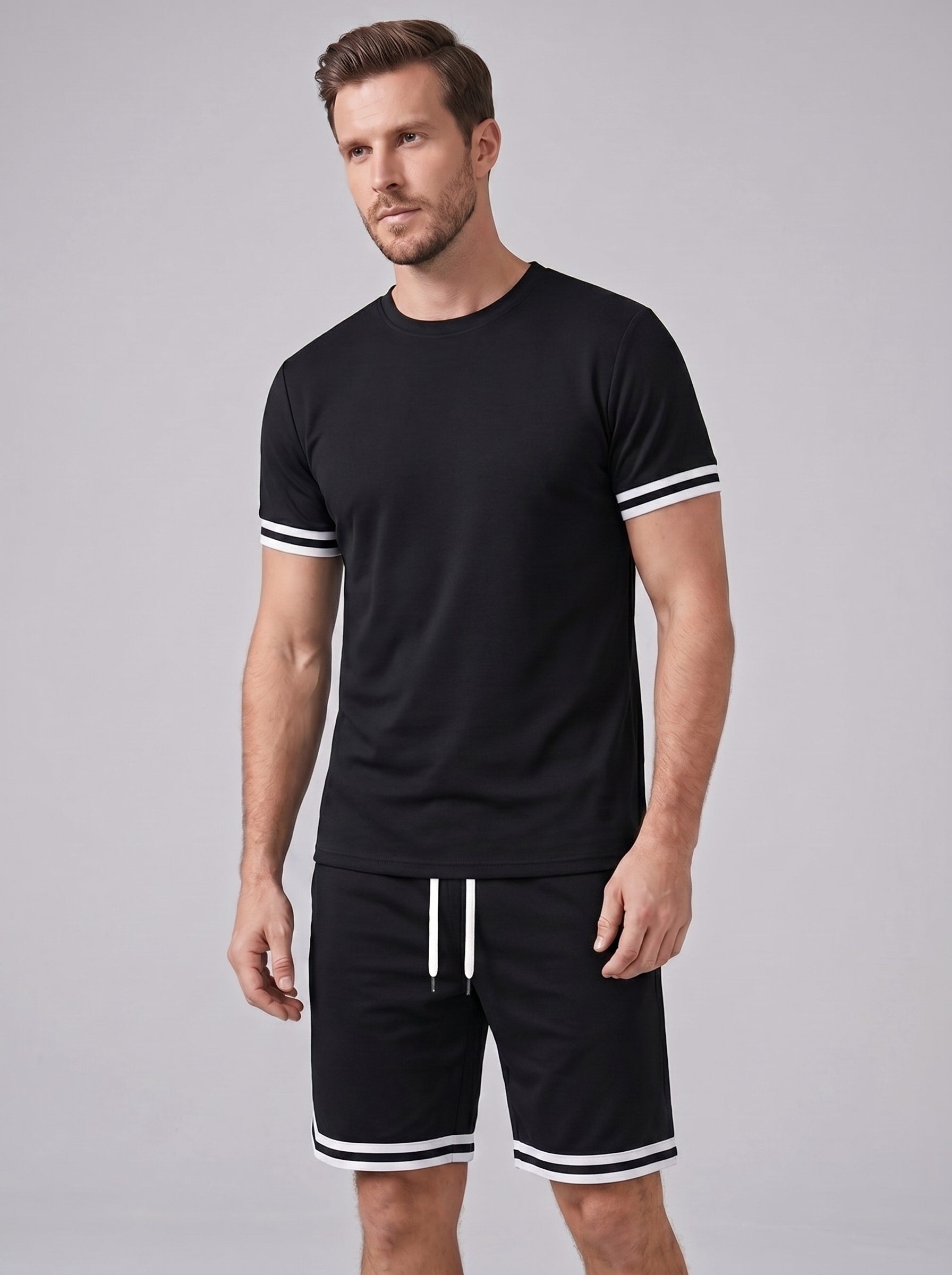 Bishop Contrast Stripe T-Shirt and Shorts Set