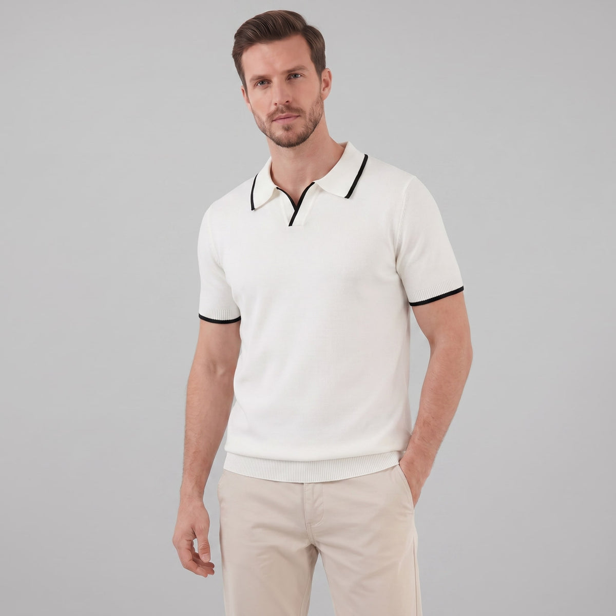 Ramsey Contrast Trim Knit Polo
