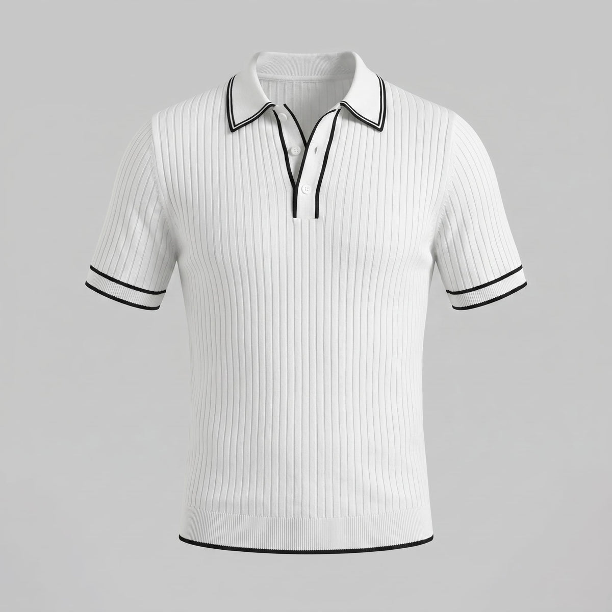Reeve Contrast Tipped Ribbed Knit Polo