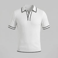 Reeve Contrast Tipped Ribbed Knit Polo