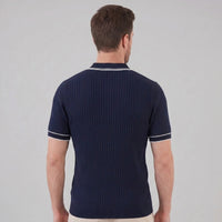 Reeve Contrast Tipped Ribbed Knit Polo
