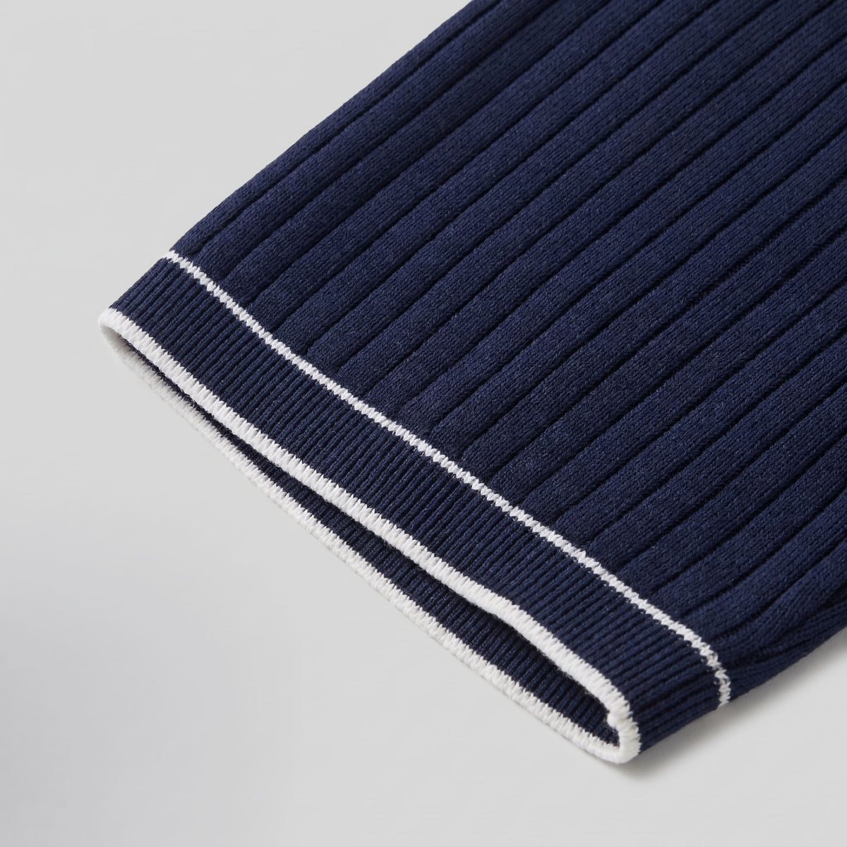 Reeve Contrast Tipped Ribbed Knit Polo