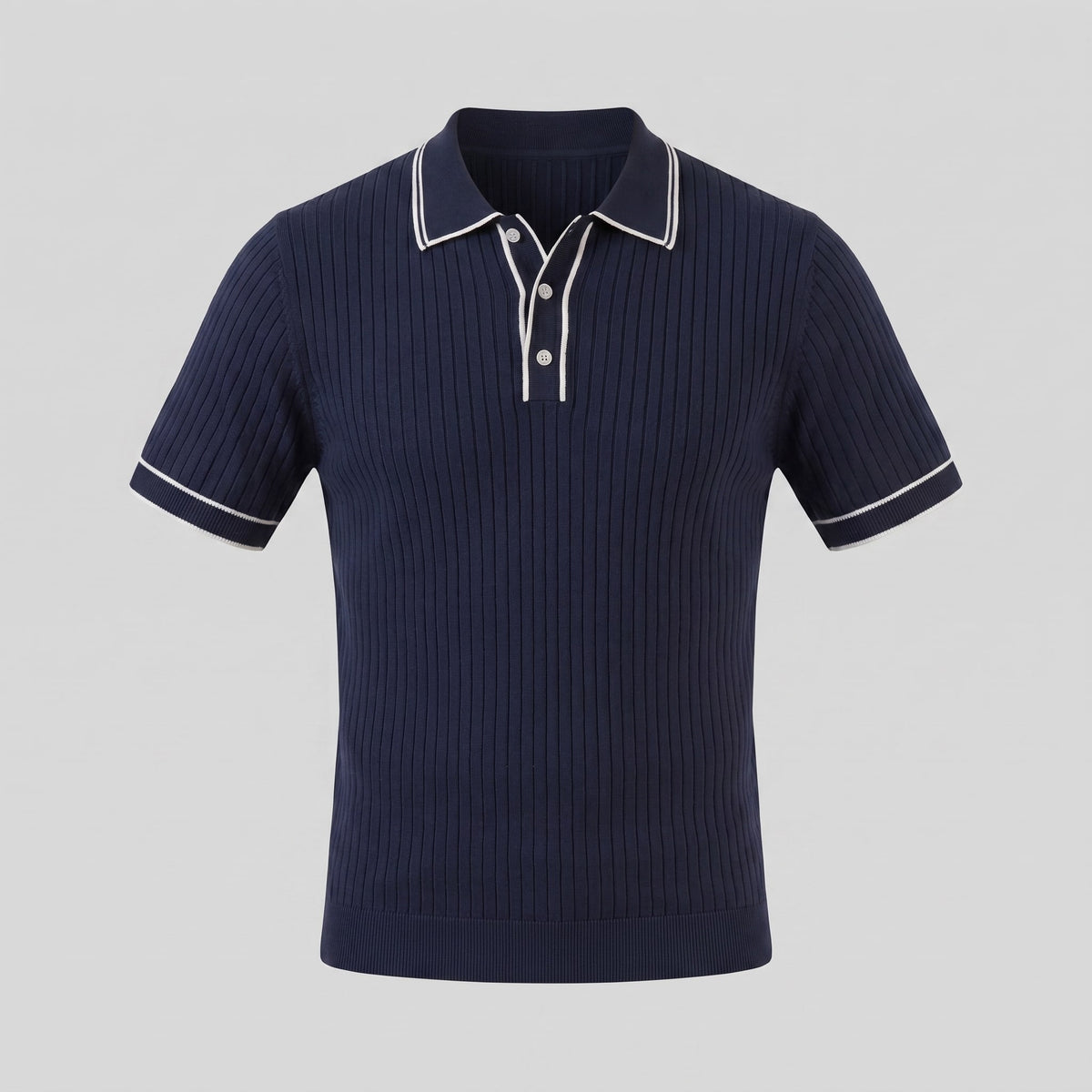 Reeve Contrast Tipped Ribbed Knit Polo_15