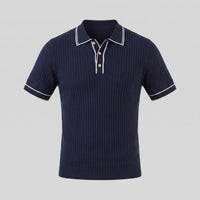 Reeve Contrast Tipped Ribbed Knit Polo