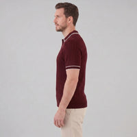 Reeve Contrast Tipped Ribbed Knit Polo