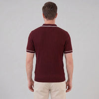 Reeve Contrast Tipped Ribbed Knit Polo
