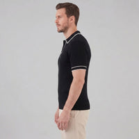 Reeve Contrast Tipped Ribbed Knit Polo