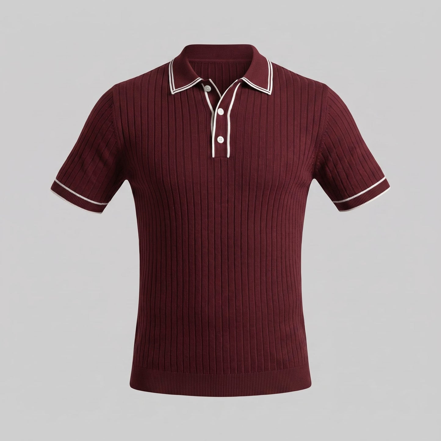 Reeve Contrast Tipped Ribbed Knit Polo_20