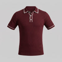 Reeve Contrast Tipped Ribbed Knit Polo