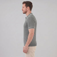 Reeve Contrast Tipped Ribbed Knit Polo