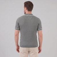 Reeve Contrast Tipped Ribbed Knit Polo