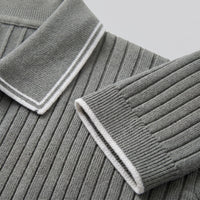 Reeve Contrast Tipped Ribbed Knit Polo