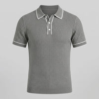 Reeve Contrast Tipped Ribbed Knit Polo