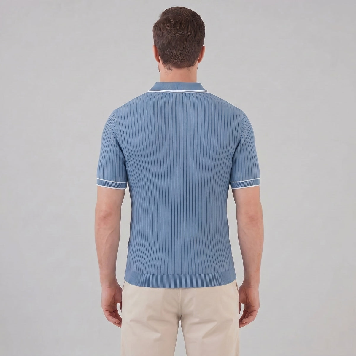 Reeve Contrast Tipped Ribbed Knit Polo