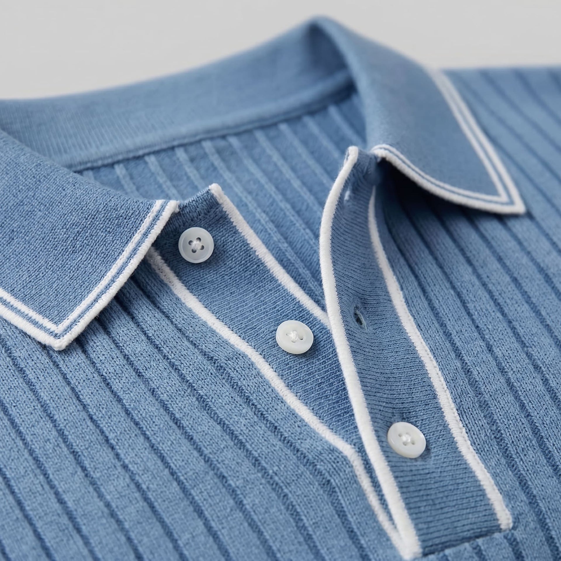 Reeve Contrast Tipped Ribbed Knit Polo
