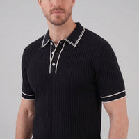 Reeve Contrast Tipped Ribbed Knit Polo