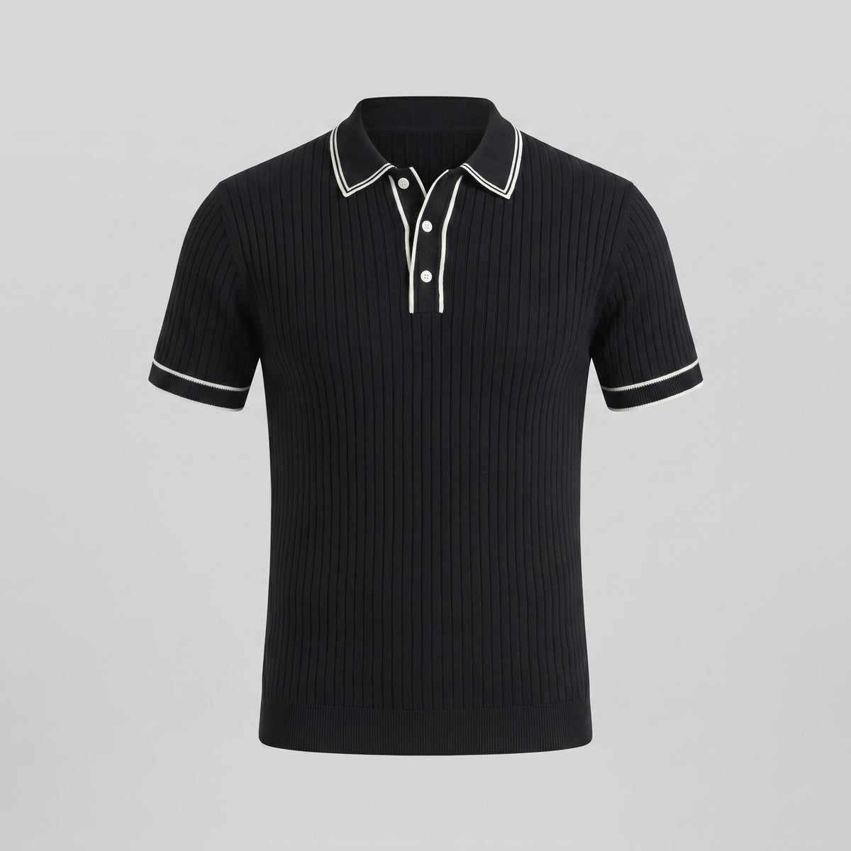 Reeve Contrast Tipped Ribbed Knit Polo_5