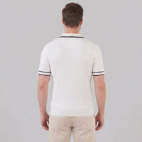 Reeve Contrast Tipped Ribbed Knit Polo