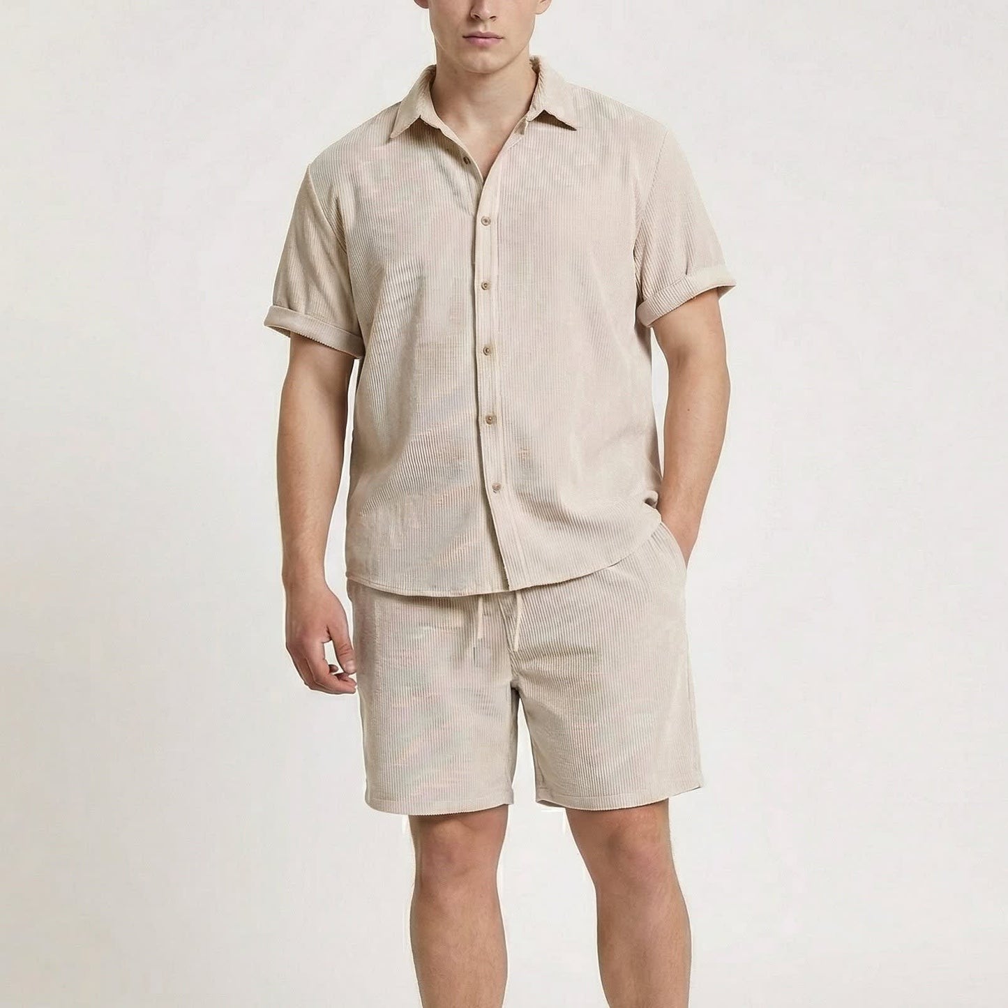 Blaine Corduroy Shirt and Shorts Set_1