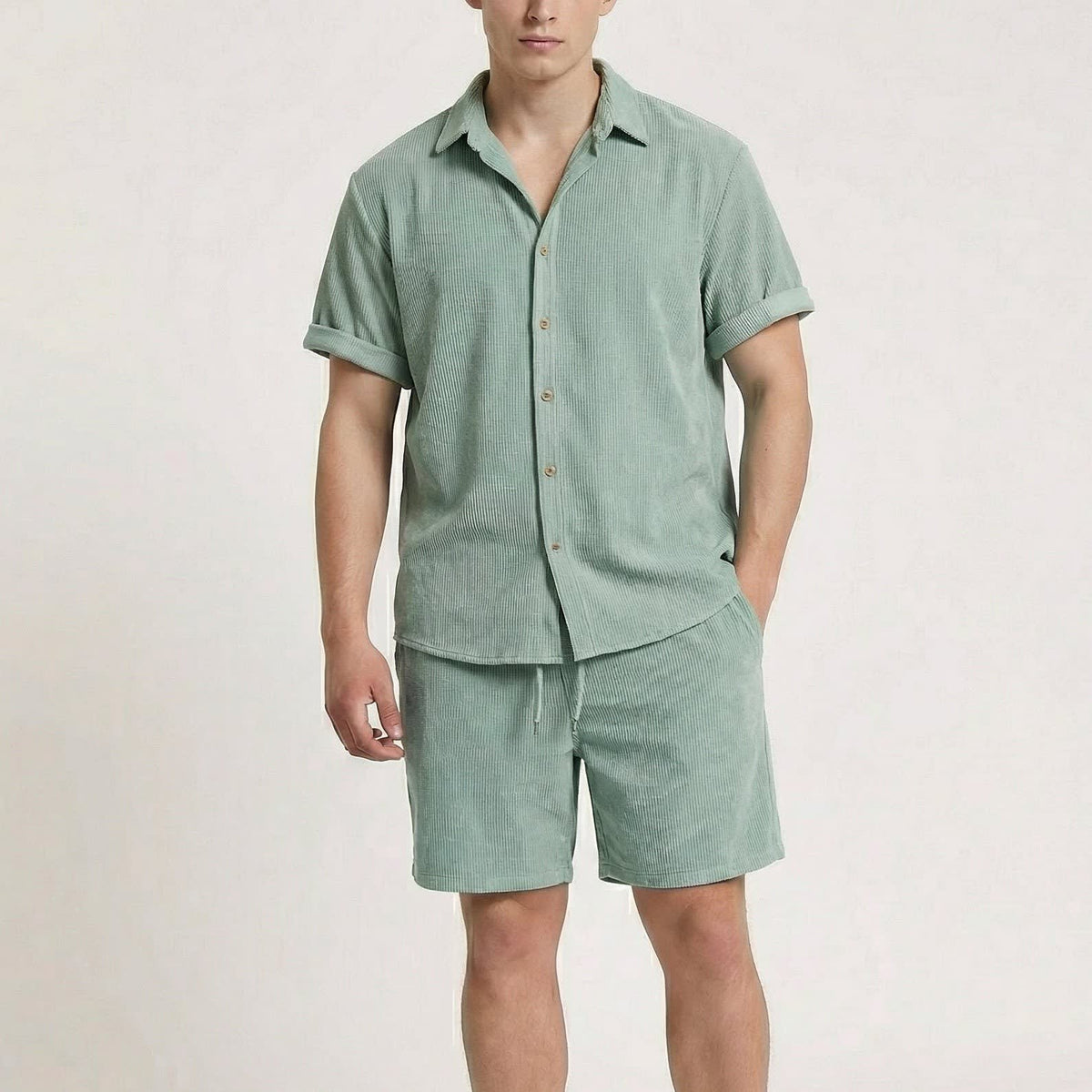 Blaine Corduroy Shirt and Shorts Set_5