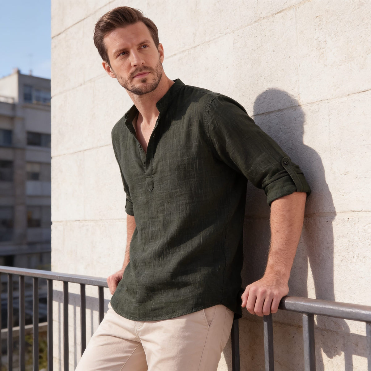 Jasper Cotton Popover Henley Shirt
