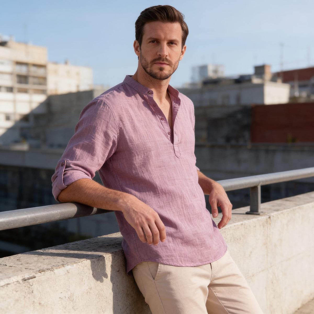 Jasper Cotton Popover Henley Shirt