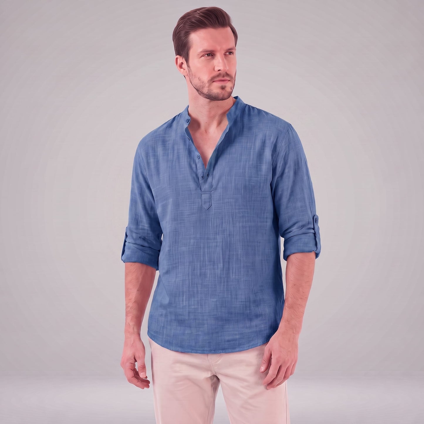Jasper Cotton Popover Henley Shirt_36