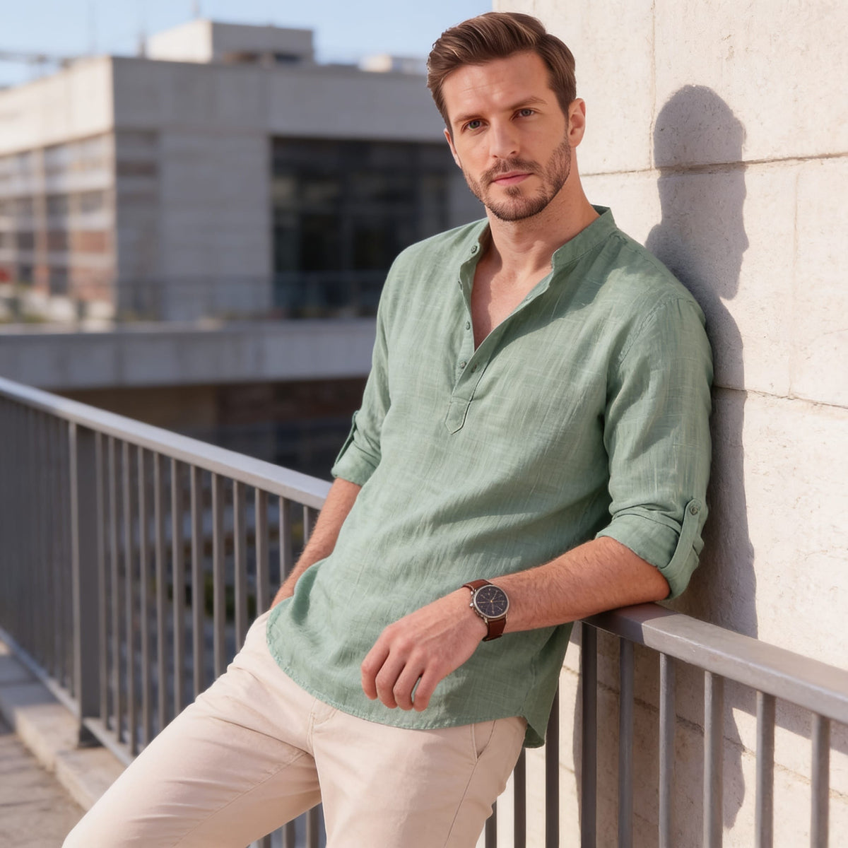 Jasper Cotton Popover Henley Shirt_53