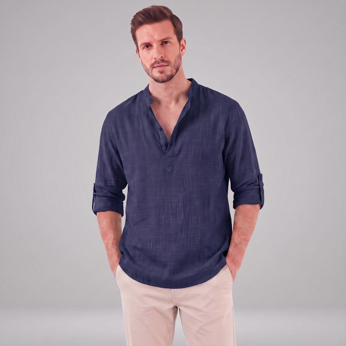 Jasper Cotton Popover Henley Shirt_54