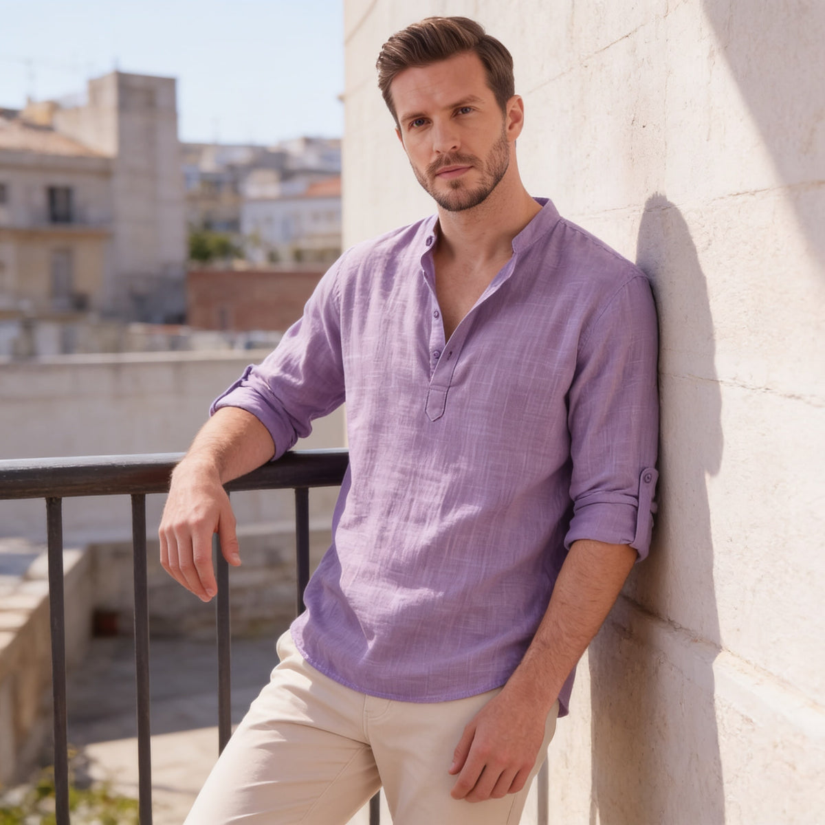 Jasper Cotton Popover Henley Shirt