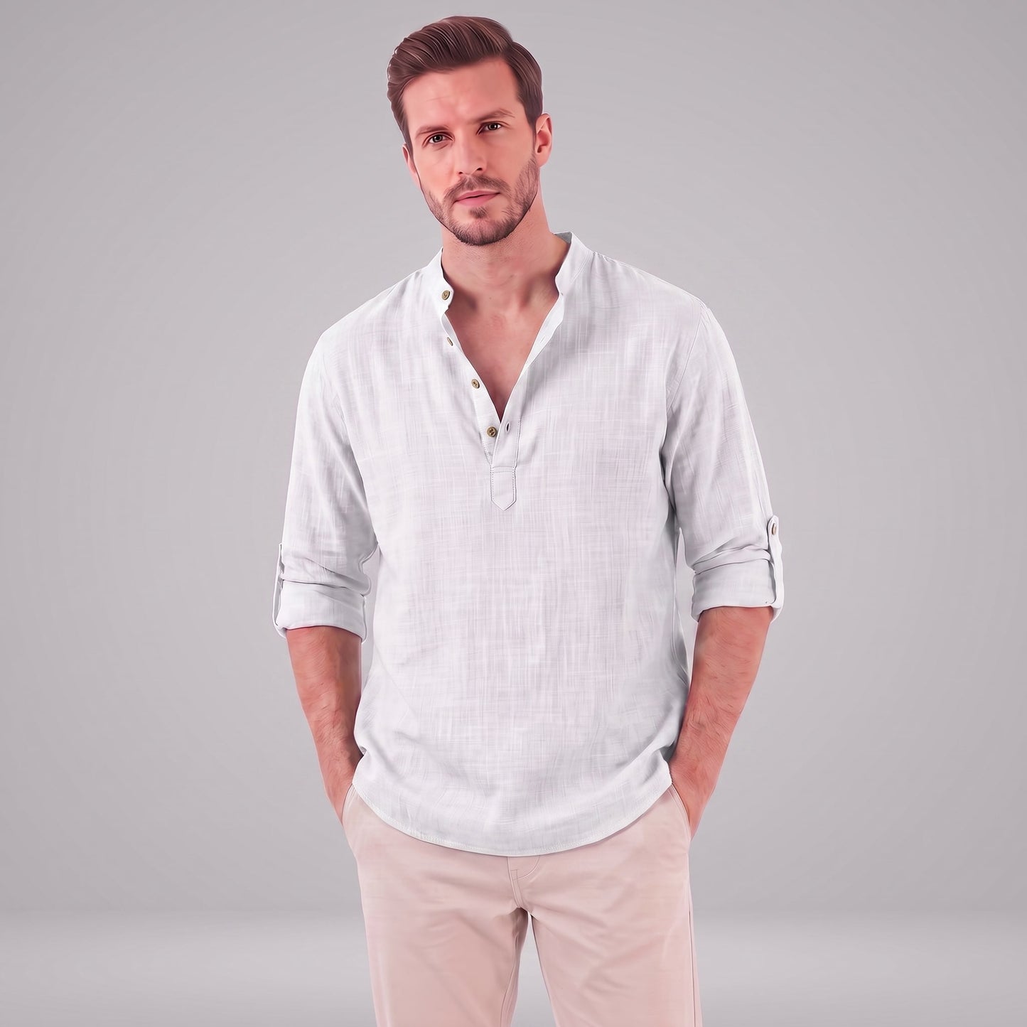 Jasper Cotton Popover Henley Shirt_60