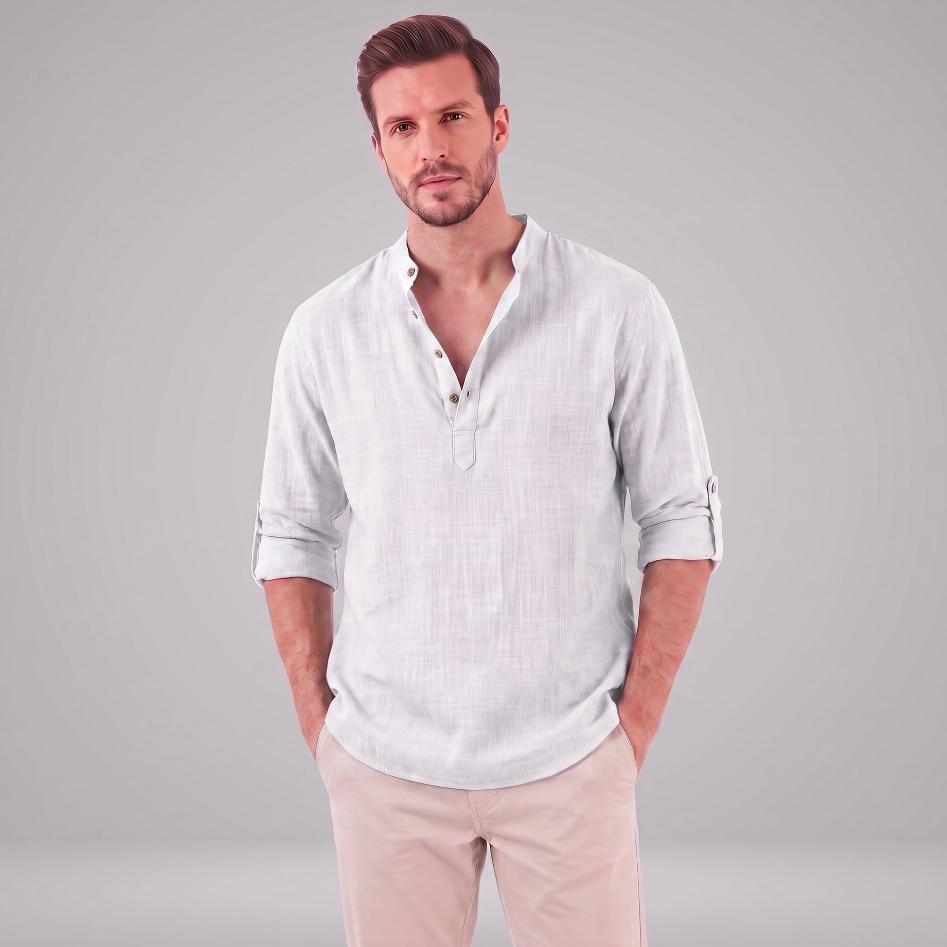 Jasper Cotton Popover Henley Shirt