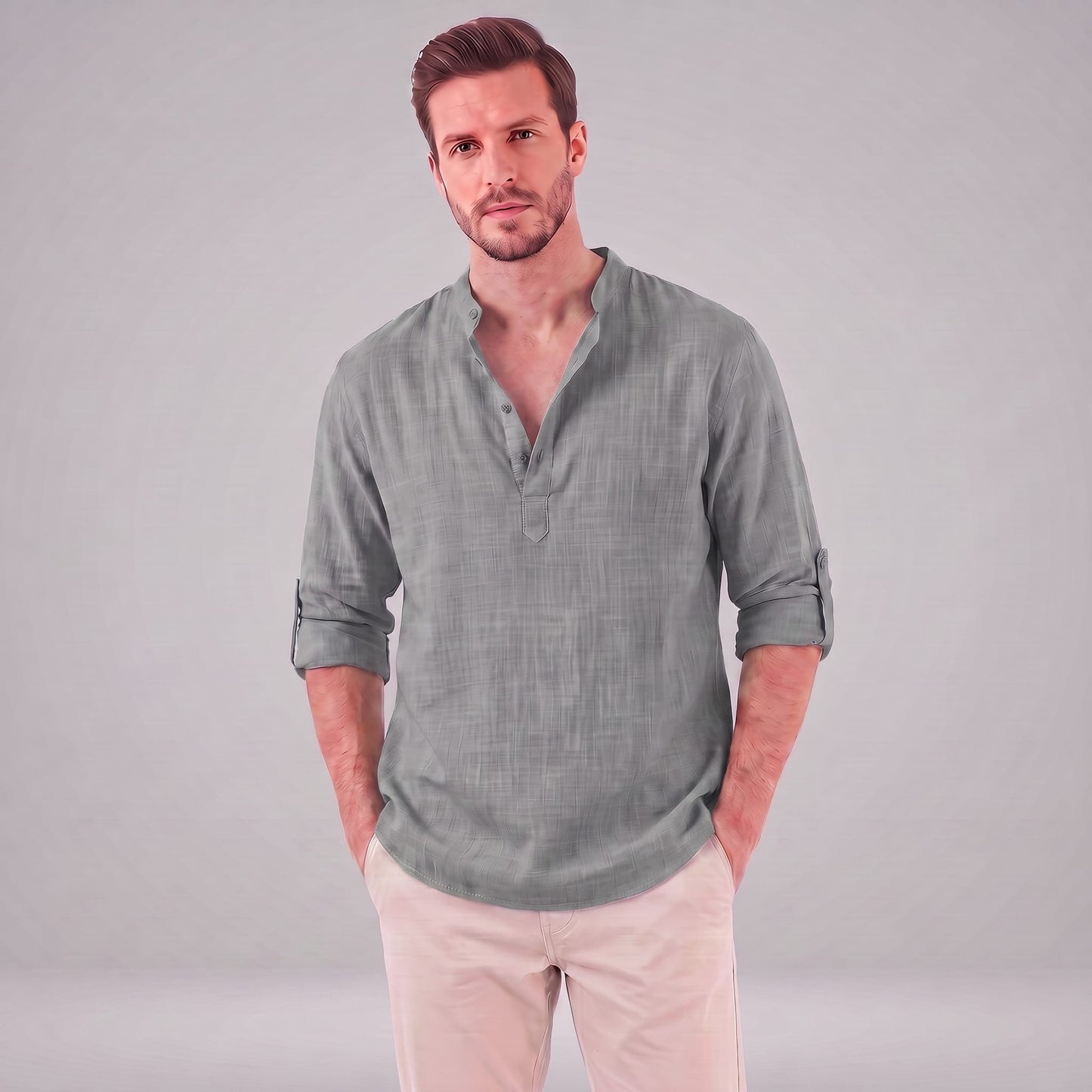 Jasper Cotton Popover Henley Shirt_72