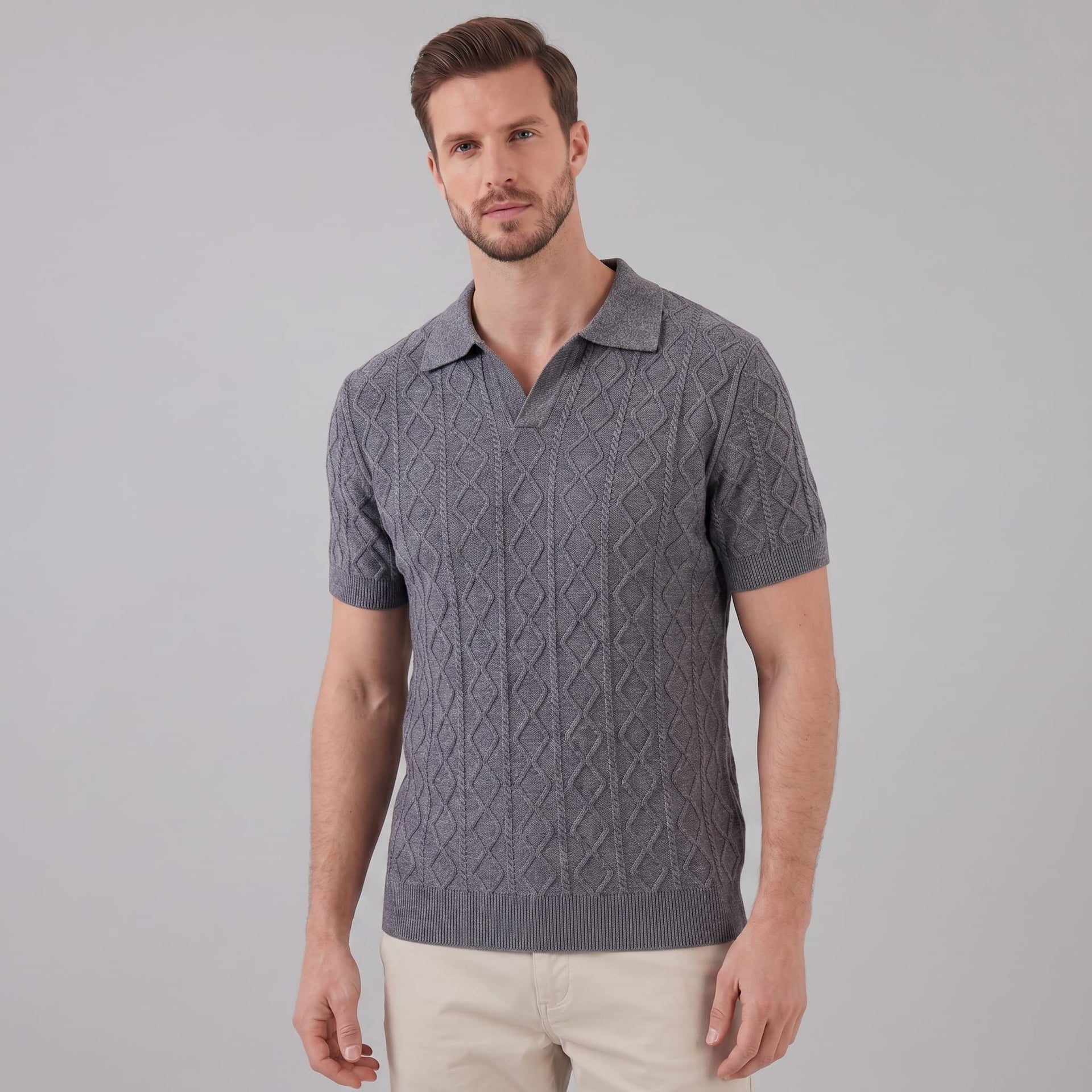Remington Diamond Cable Knit Polo