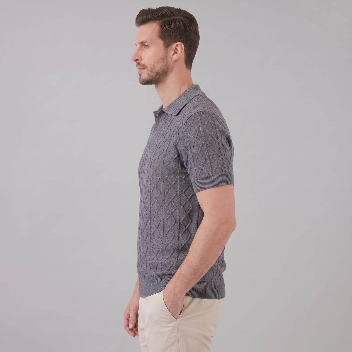 Remington Diamond Cable Knit Polo