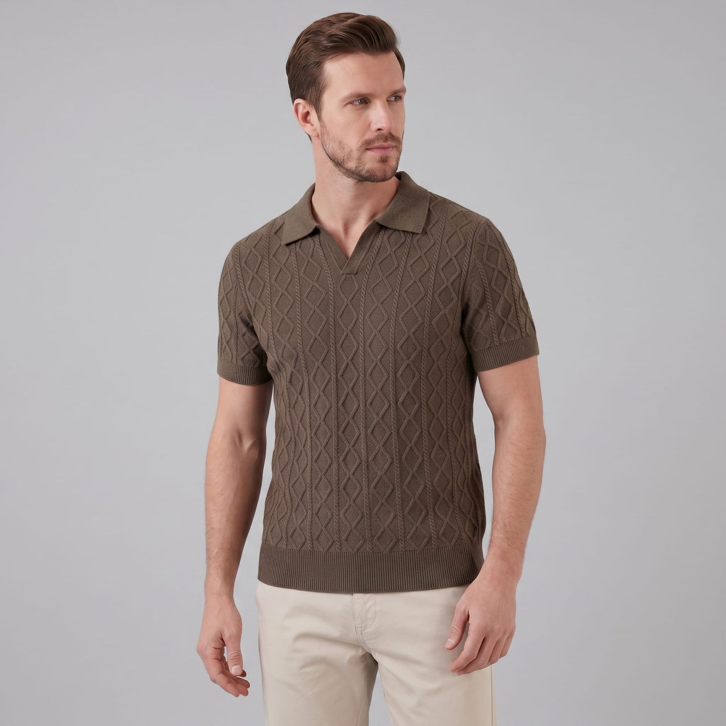 Remington Diamond Cable Knit Polo_17