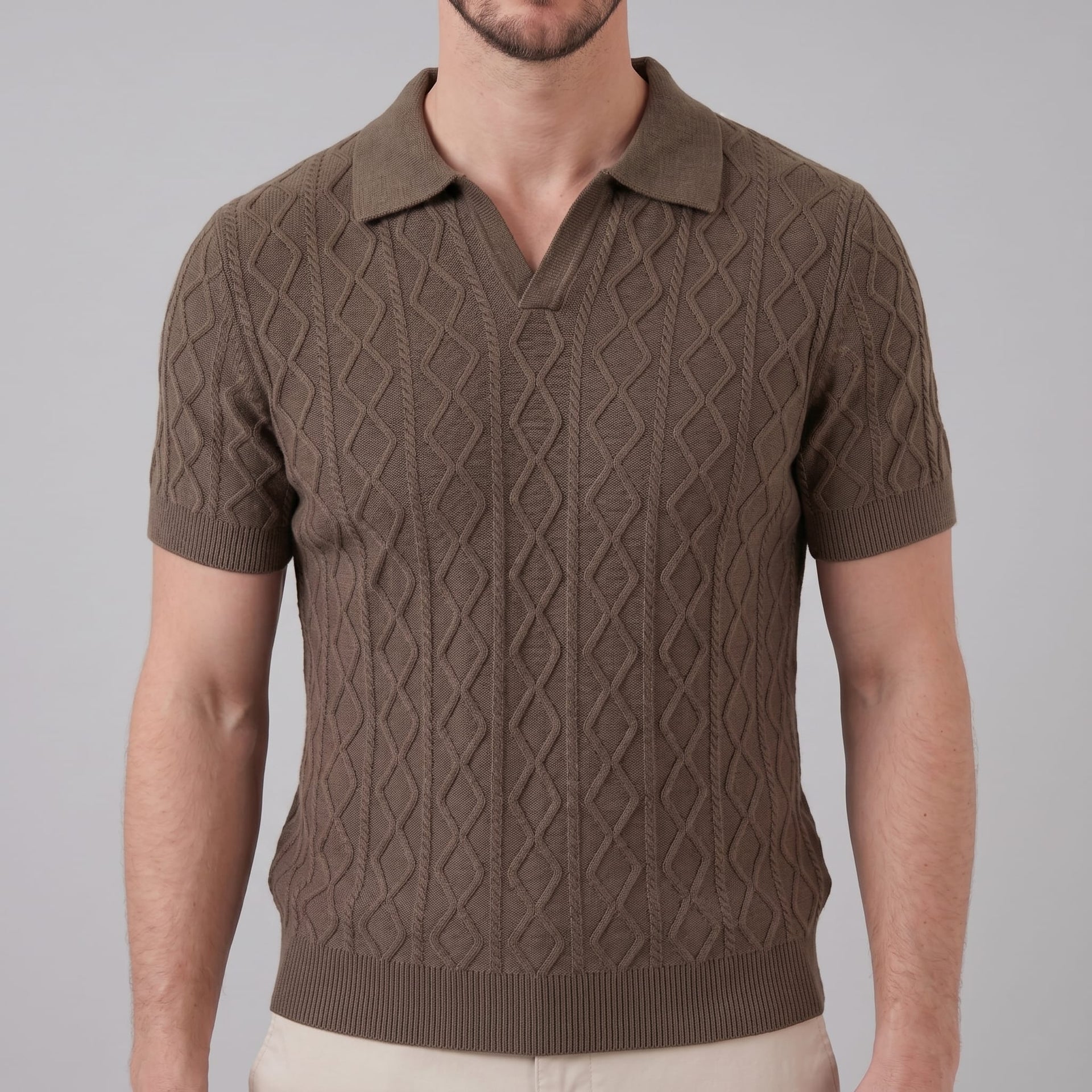 Remington Diamond Cable Knit Polo