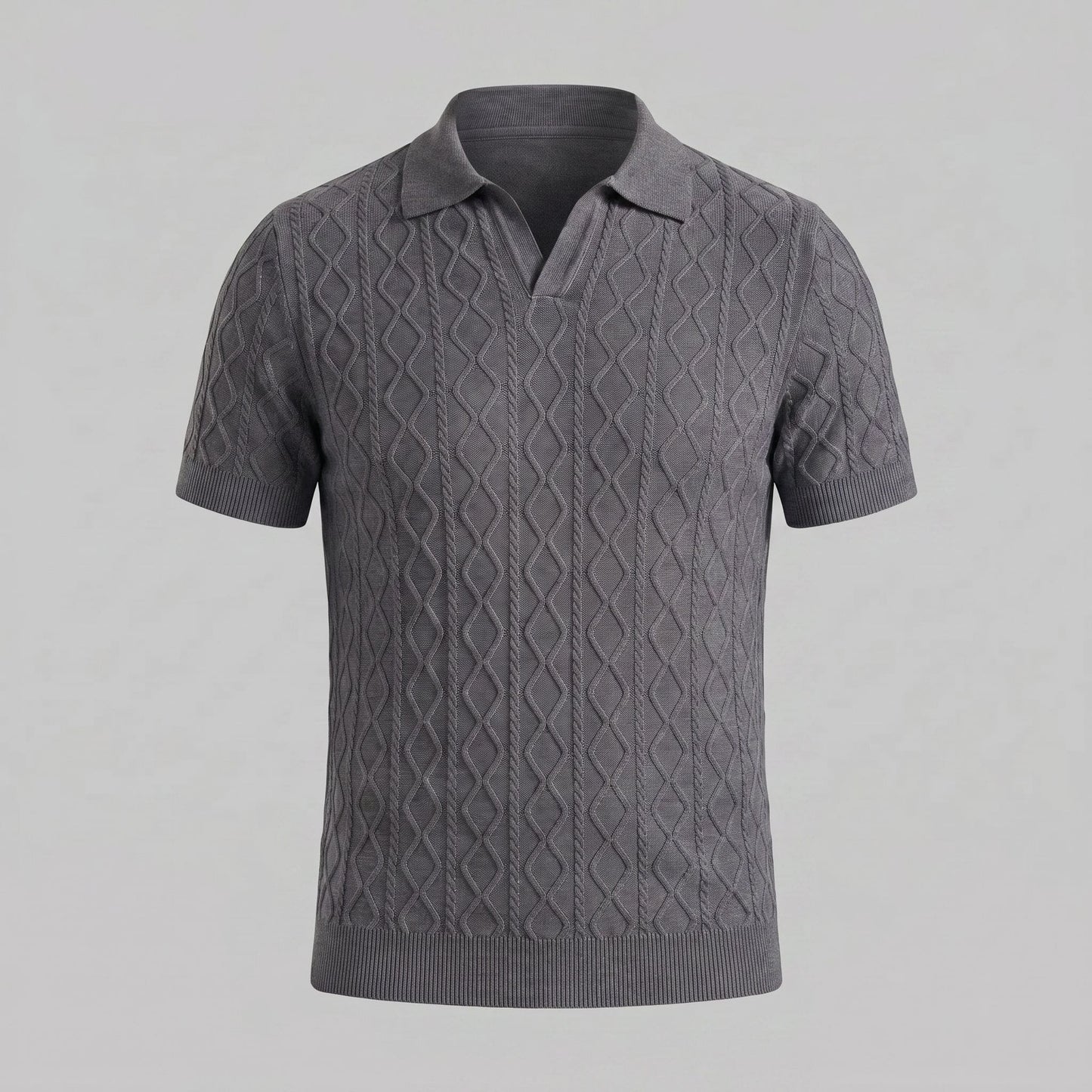 Remy Textured Cable Knit Polo Shirt_14