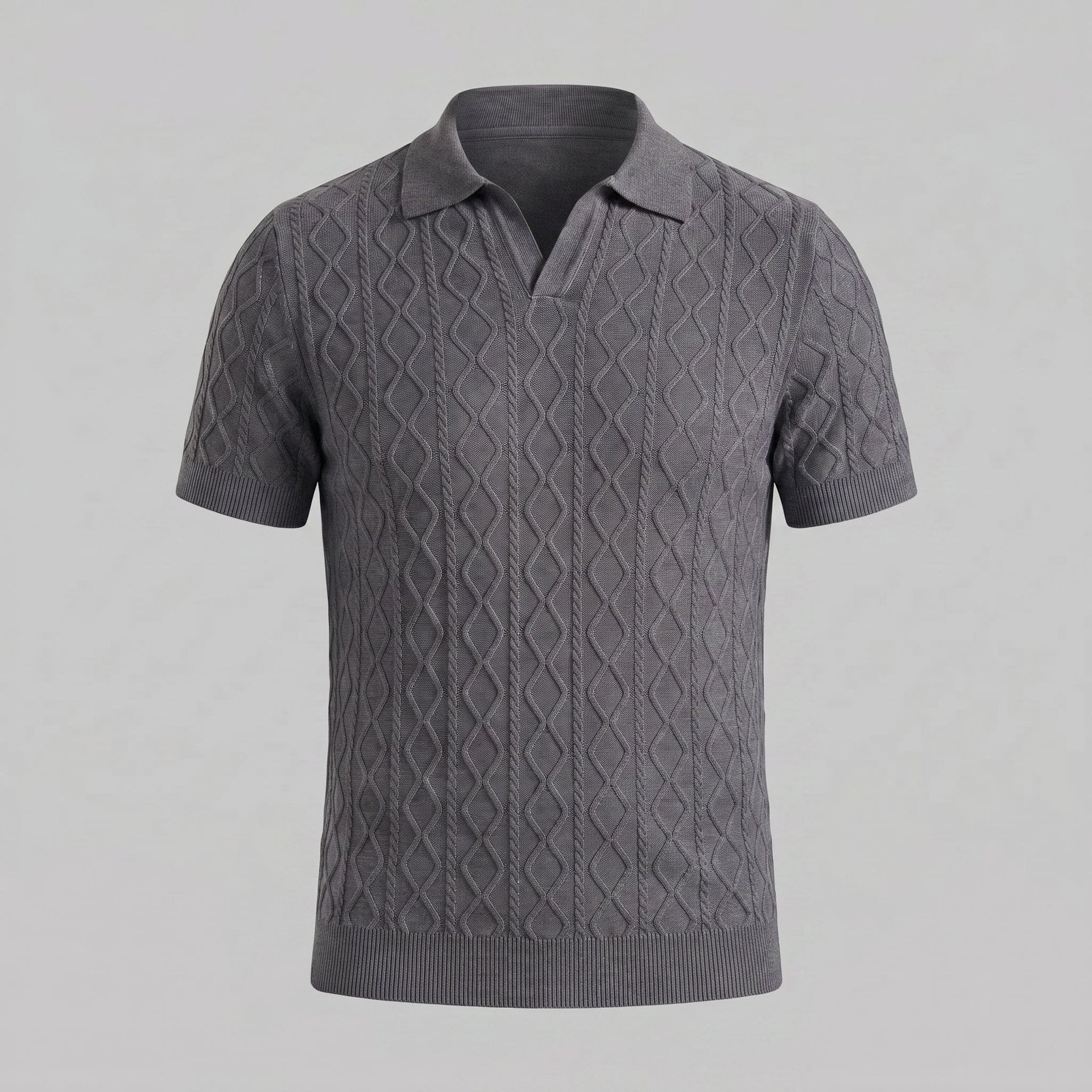 Remy Textured Cable Knit Polo Shirt
