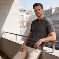Remy Textured Cable Knit Polo Shirt