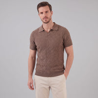 Remy Textured Cable Knit Polo Shirt
