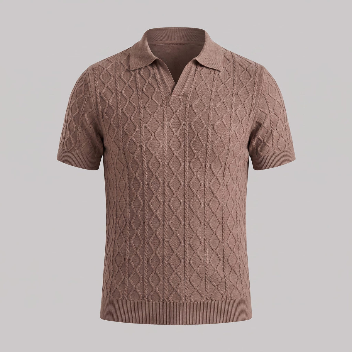 Remy Textured Cable Knit Polo Shirt