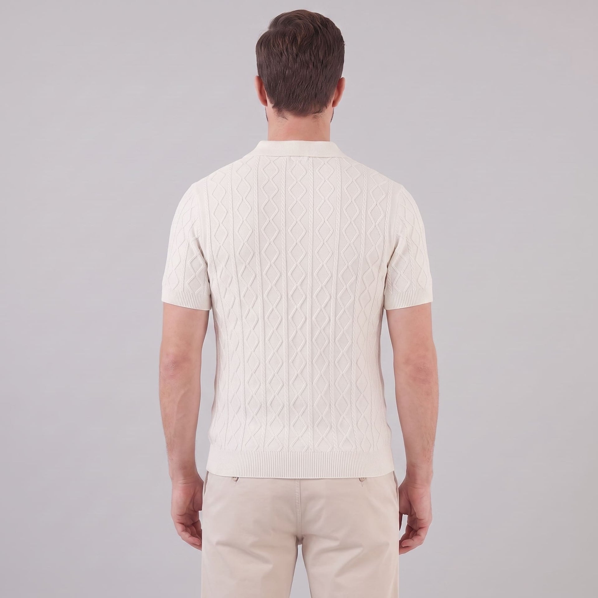 Remy Textured Cable Knit Polo Shirt