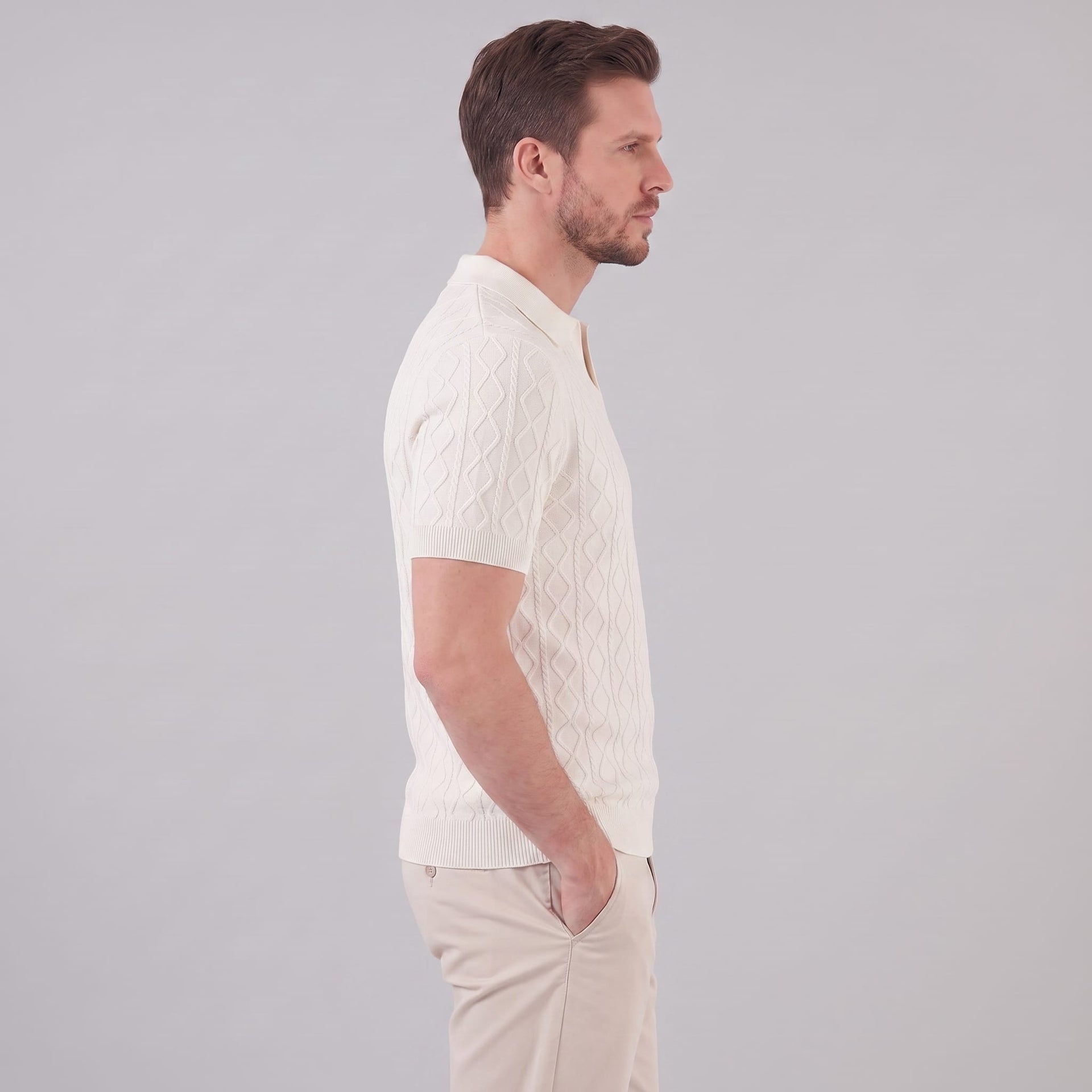 Remy Textured Cable Knit Polo Shirt