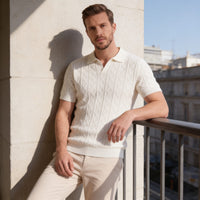 Remy Textured Cable Knit Polo Shirt