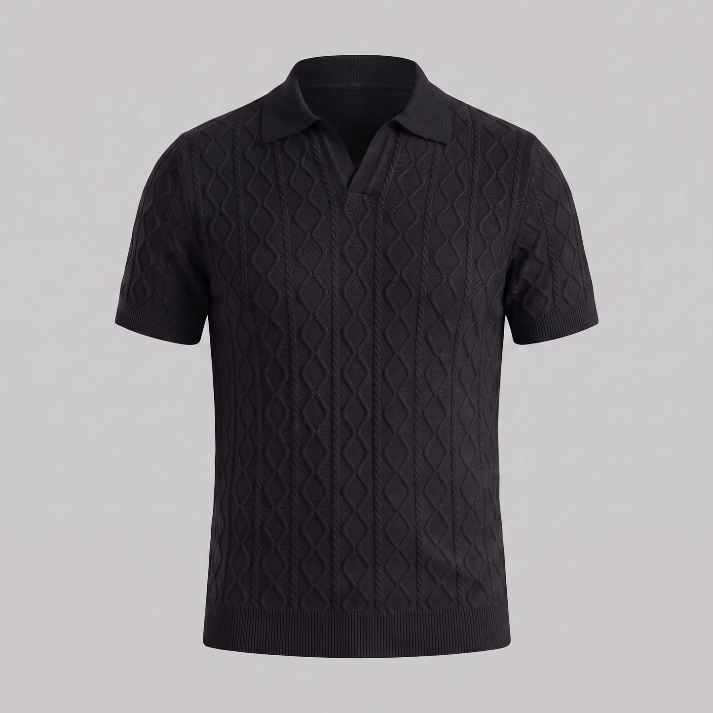 Remy Textured Cable Knit Polo Shirt_8