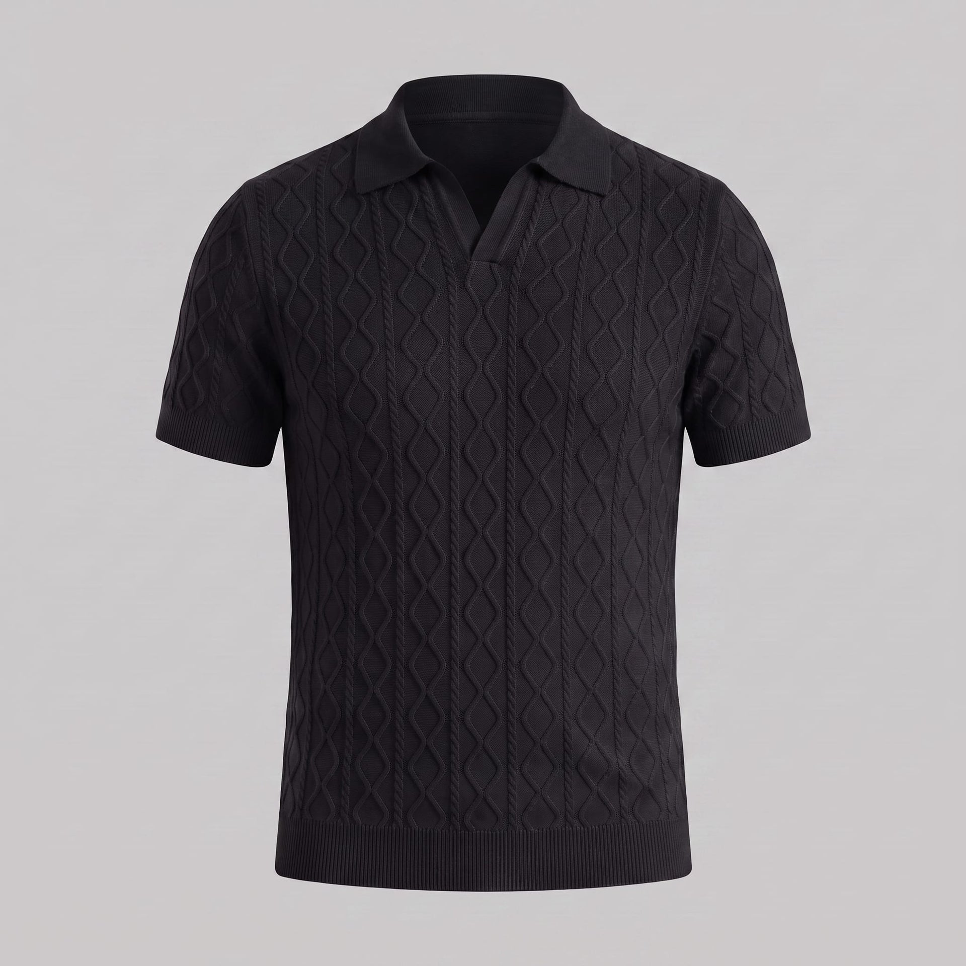 Remy Textured Cable Knit Polo Shirt