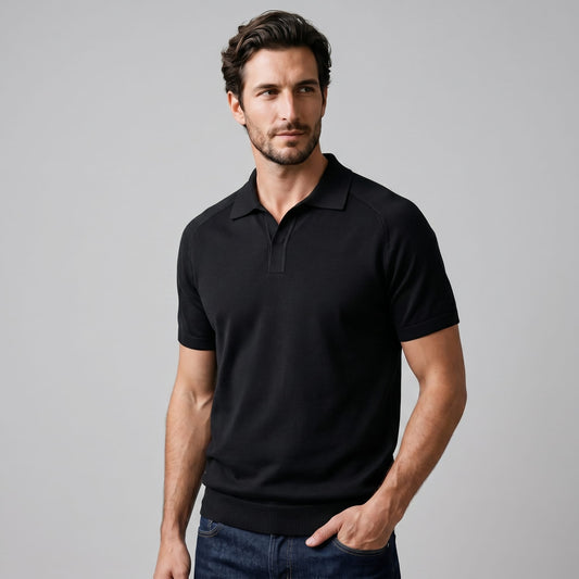 Rhett Fine Knit Open Collar Polo_1