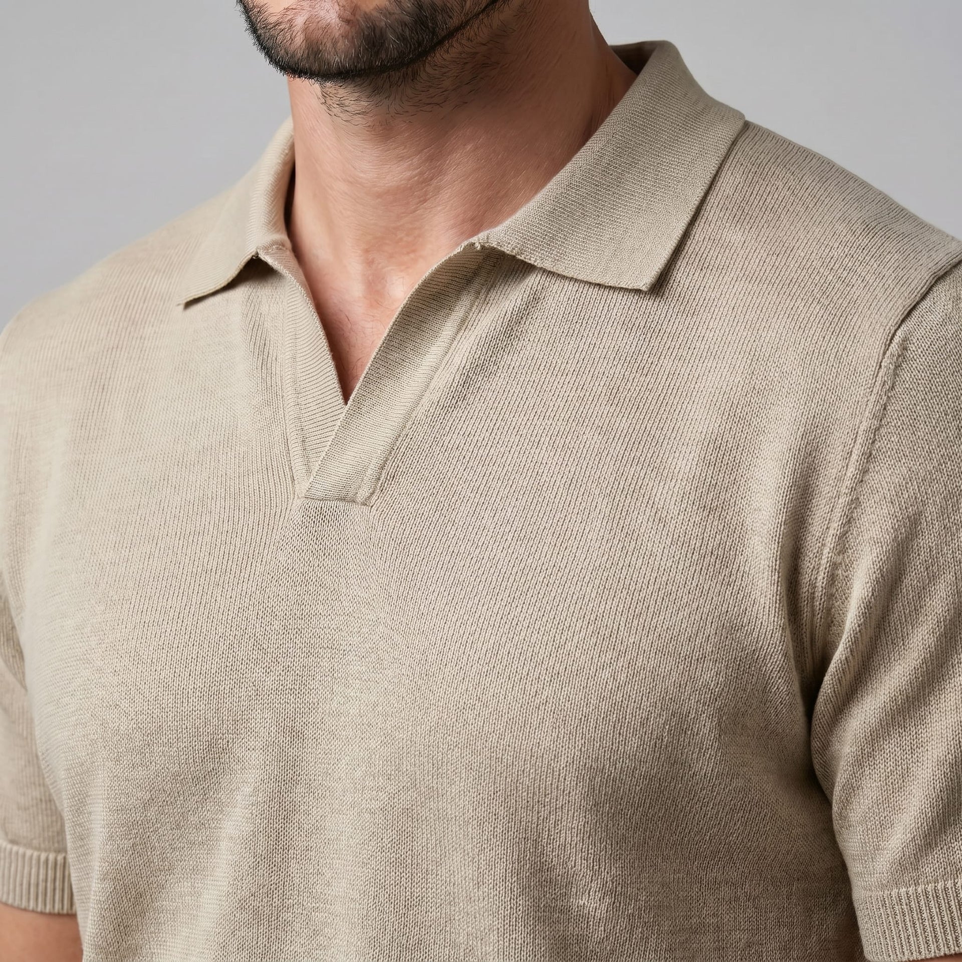 Rhett Fine Knit Open Collar Polo